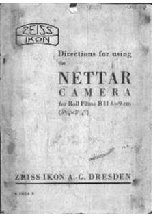 Zeiss Ikon Nettar manual. Camera Instructions.